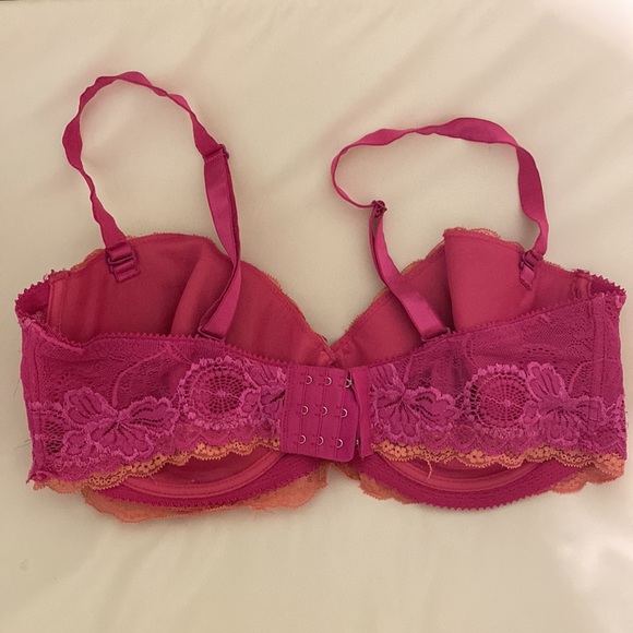 Black Fuchsia Women’s Lace Underwire Convertible Strapless Bra Pink Coral 40D - Picture 5 of 9